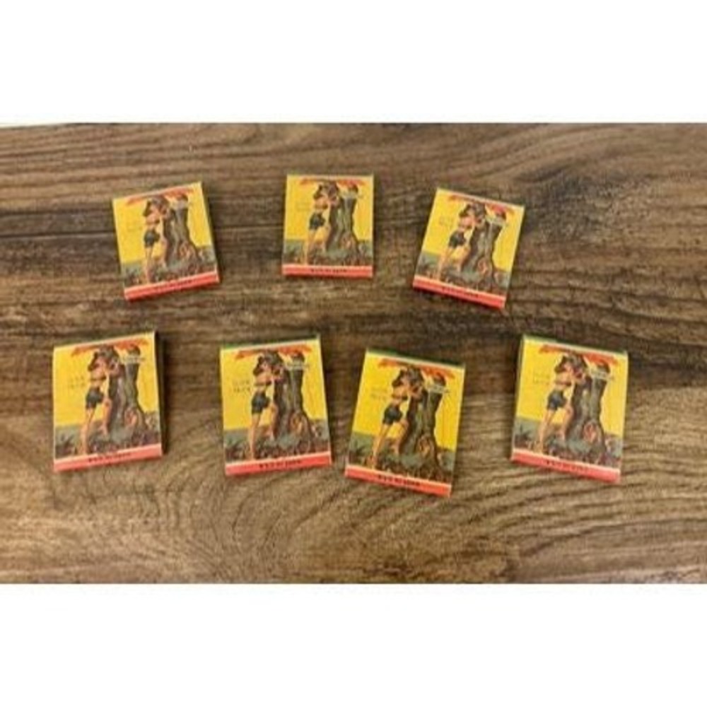 Lot Of 7 Vintage Unused Pin Up Girl Matchbooks Thomas Pool Hall Kansas Fishing